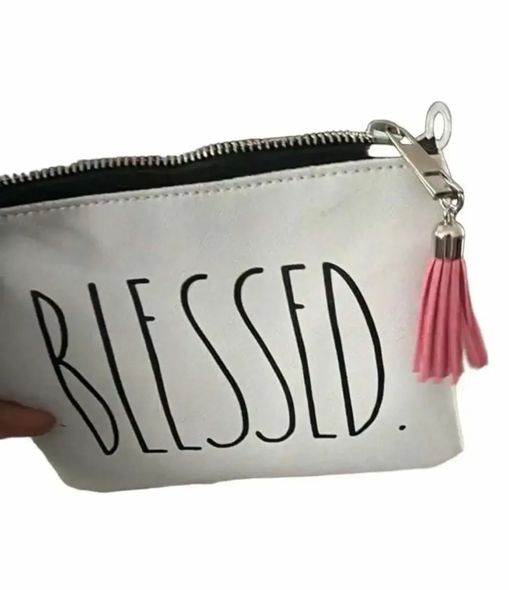 Rae Dunn Blessed Zipper Pouch Cosmetic Bag With Tassel